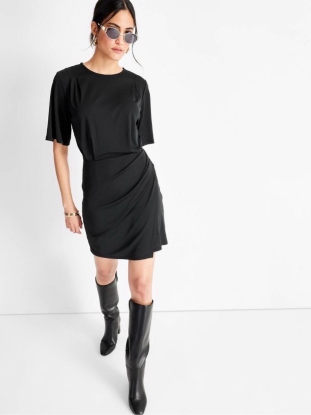 Faux Wrap Black Sheath Dress by Future Collective NWT